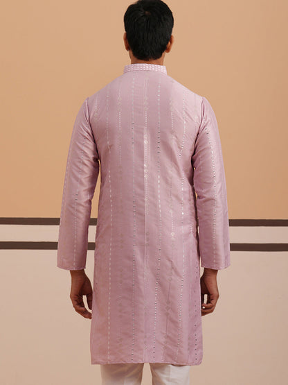 Traditional Silk-Blend Lavender Kurta For Men