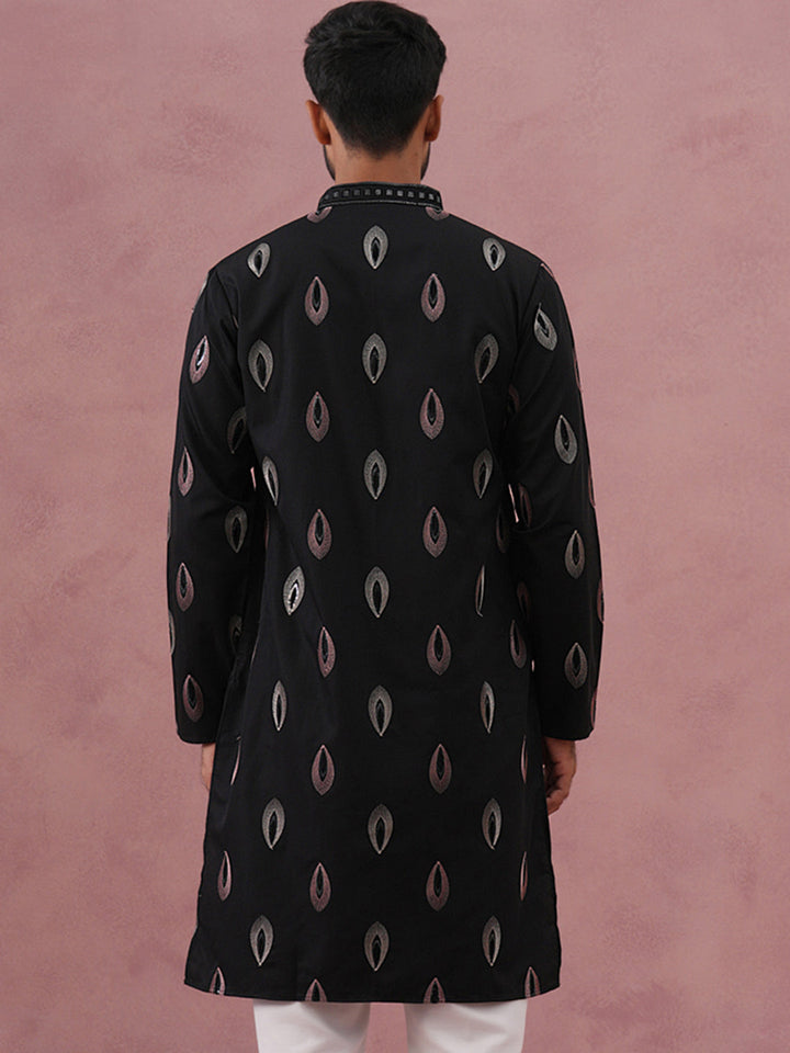 Festive Silk Blend Embroidered Kurta