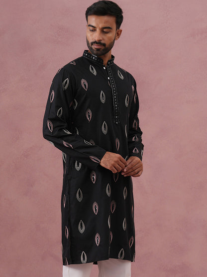 Festive Silk Blend Embroidered Kurta