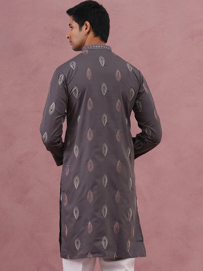Festive Silk Blend Embroidered Kurta