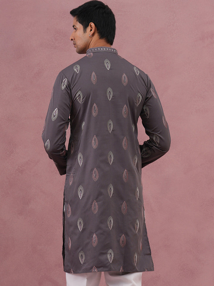 Festive Silk Blend Embroidered Kurta