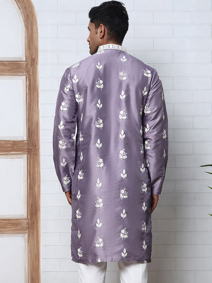 Men’S Embroidered Silk Blend Kurta