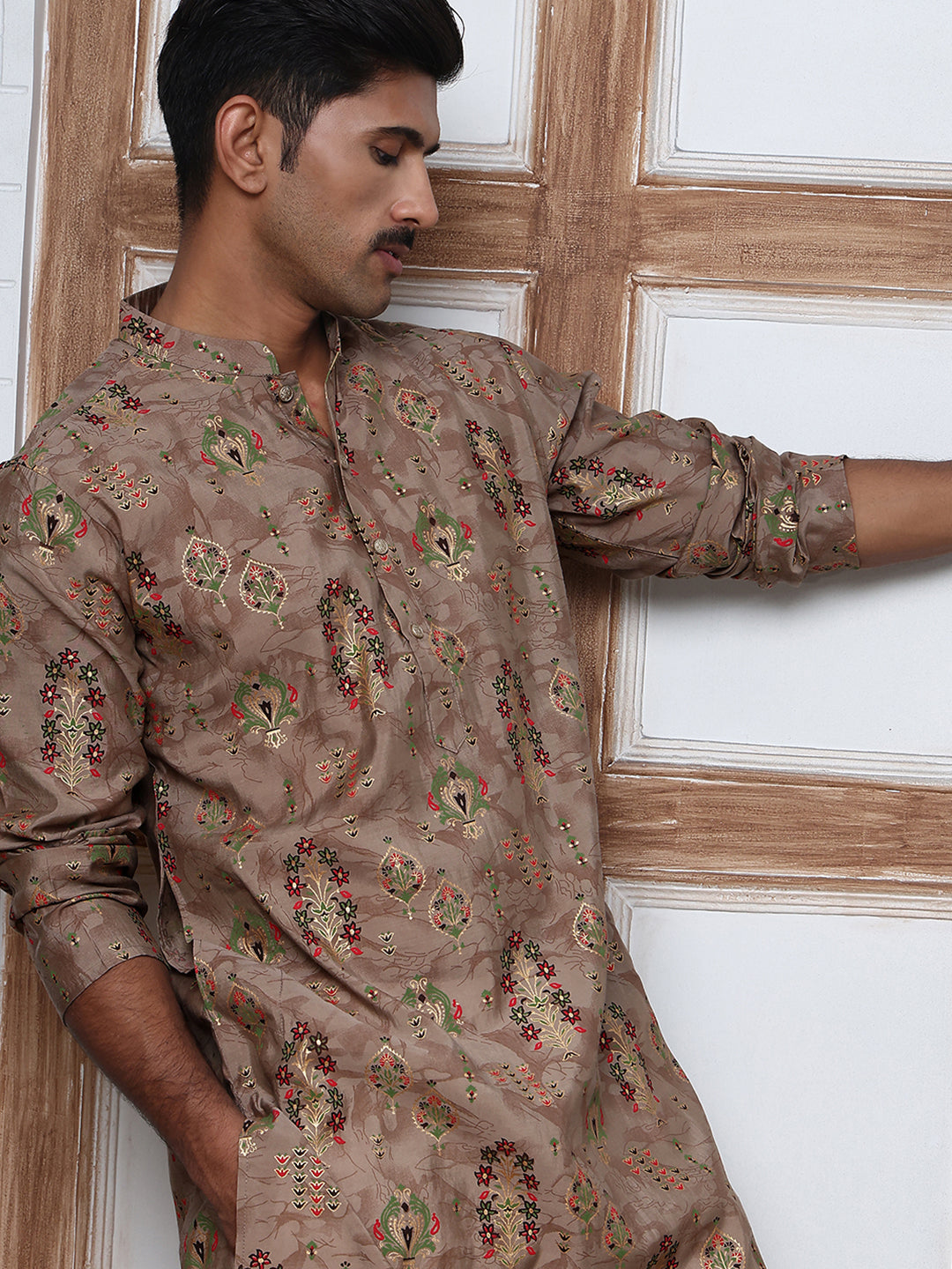 Traditional Foil Printed Kurta For Men