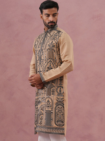 Men’S Silk Blend Embroidered Kurta