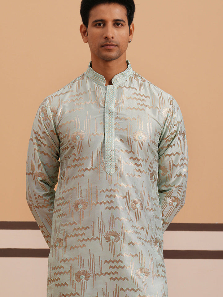Premium Silk Blend Embroidered Kurta