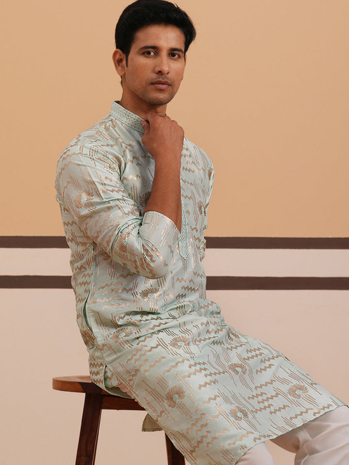 Premium Silk Blend Embroidered Kurta