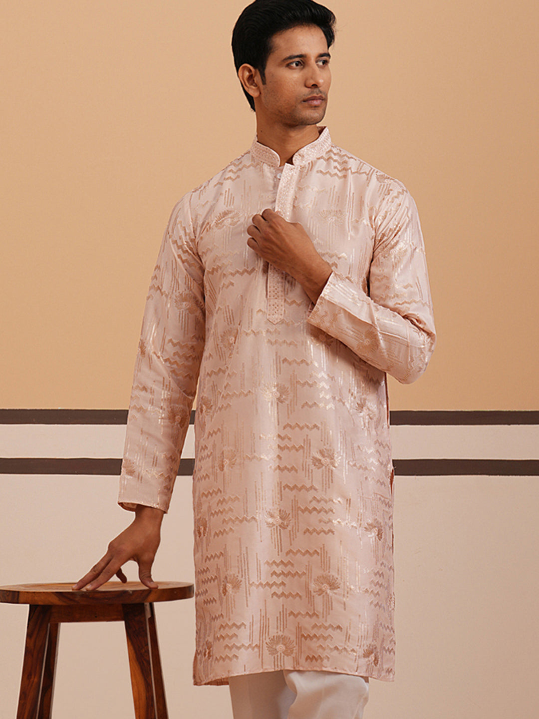 Premium Silk Blend Embroidered Kurta