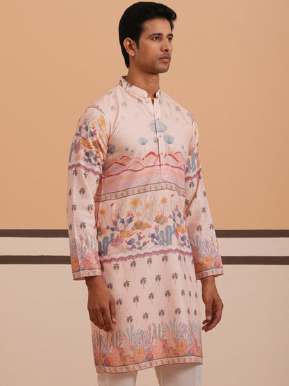 Men’S Cotton Blend Festive Printed Kurta