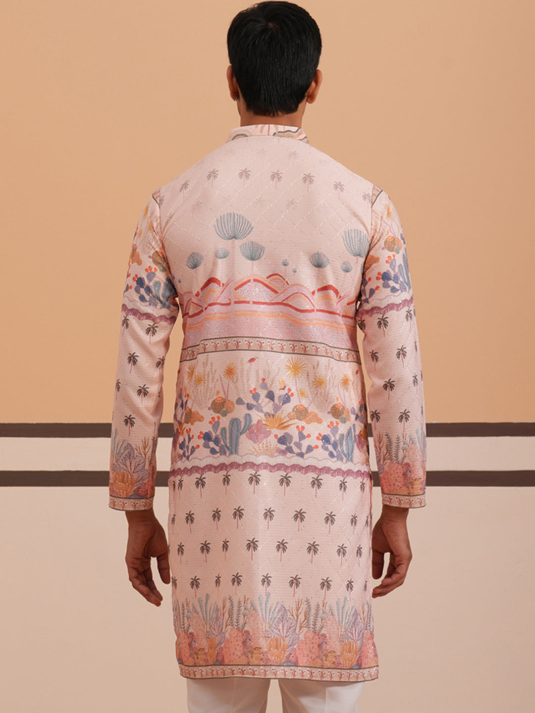 Men’S Cotton Blend Festive Printed Kurta