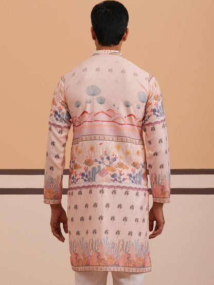 Men’S Cotton Blend Festive Printed Kurta