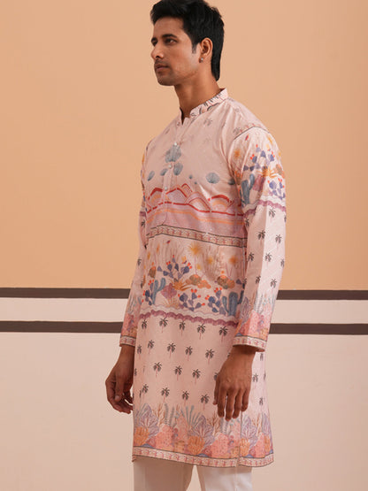 Men’S Cotton Blend Festive Printed Kurta