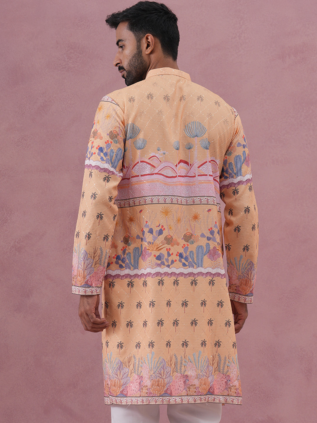 Men’S Cotton Blend Festive Printed Kurta