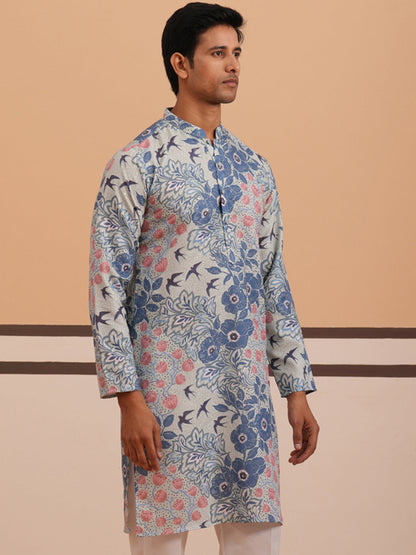 Men’S Printed Cotton Blend Kurta