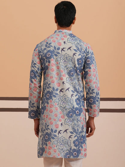 Men’S Printed Cotton Blend Kurta