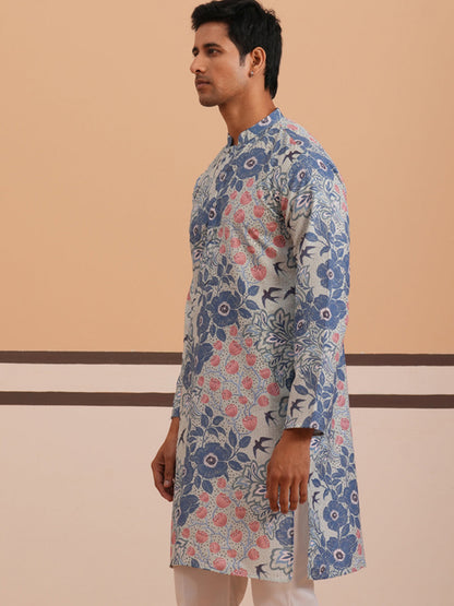 Men’S Printed Cotton Blend Kurta
