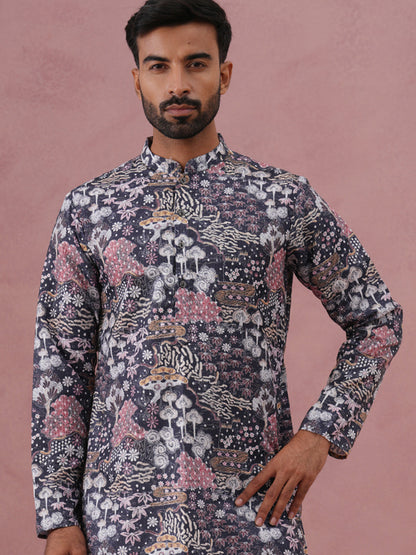 Men’S Printed Cotton Blend Kurta