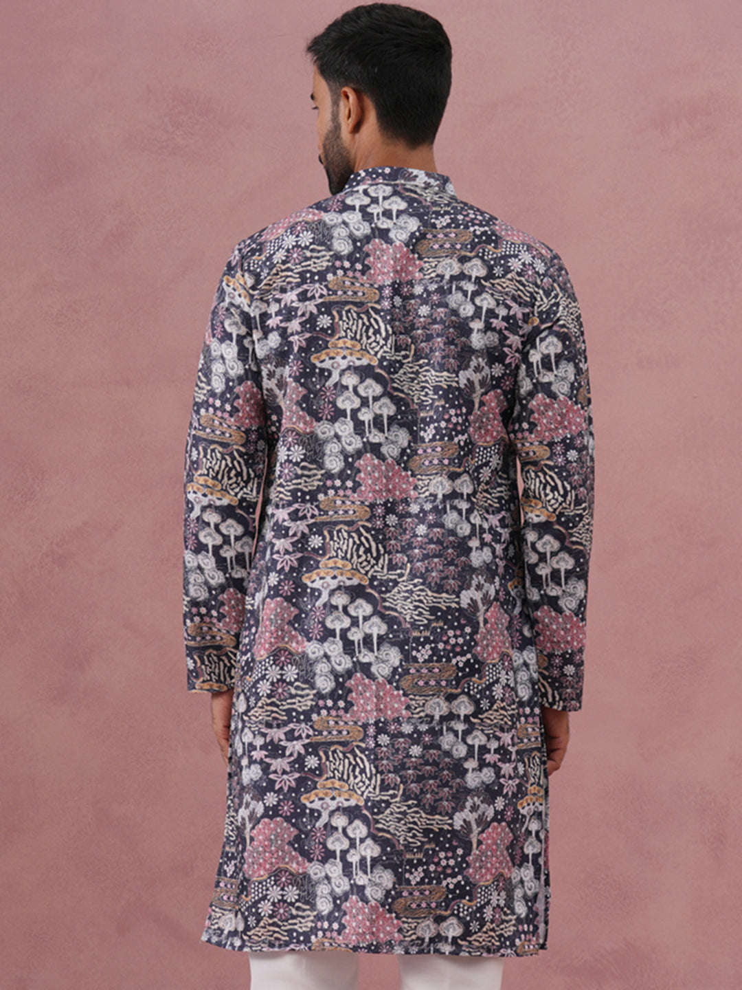 Men’S Printed Cotton Blend Kurta