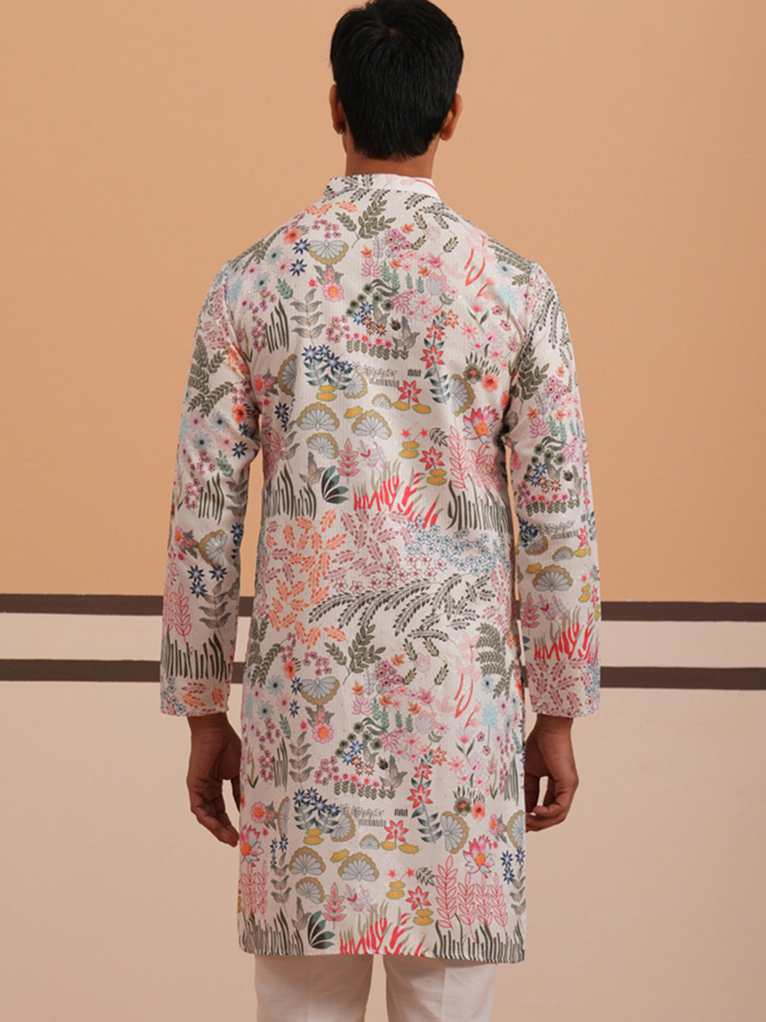 Men’S Printed Cotton Blend Kurta