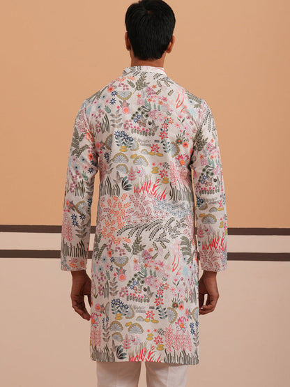 Men’S Printed Cotton Blend Kurta