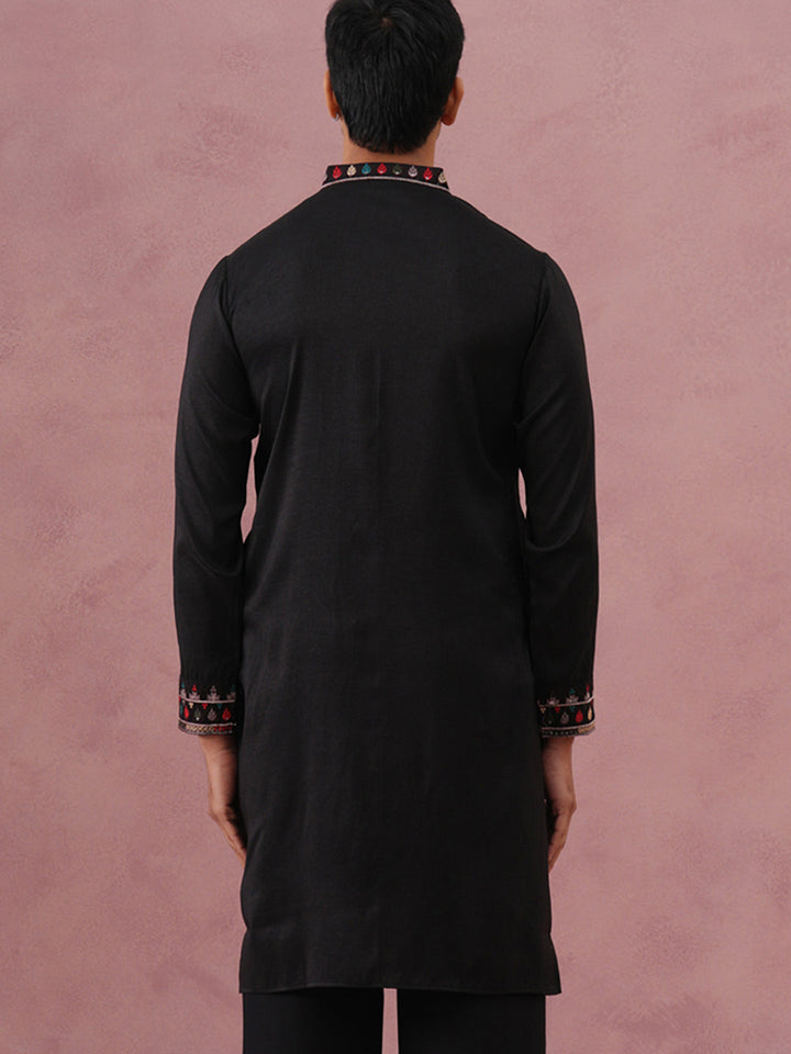 Floral Embroidered Silk Blend Kurta