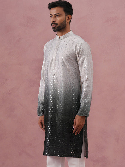 Ombre Silk Blend Kurta With Sequin Work