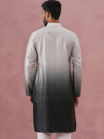 Ombre Silk Blend Kurta With Sequin Work