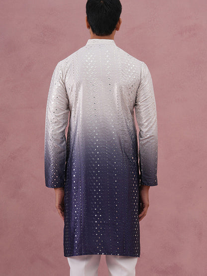 Ombre Silk Blend Kurta With Sequin Work
