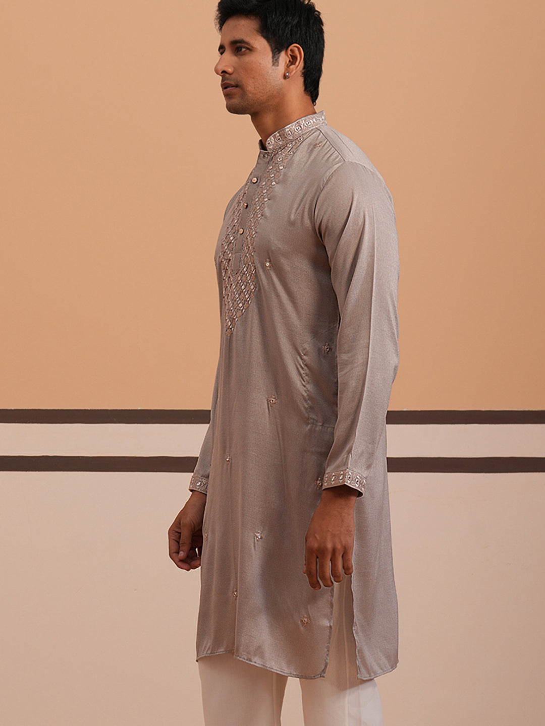 Men'S Geometric Embroidered Kurta
