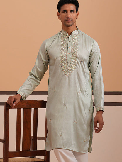 Men'S Geometric Embroidered Kurta