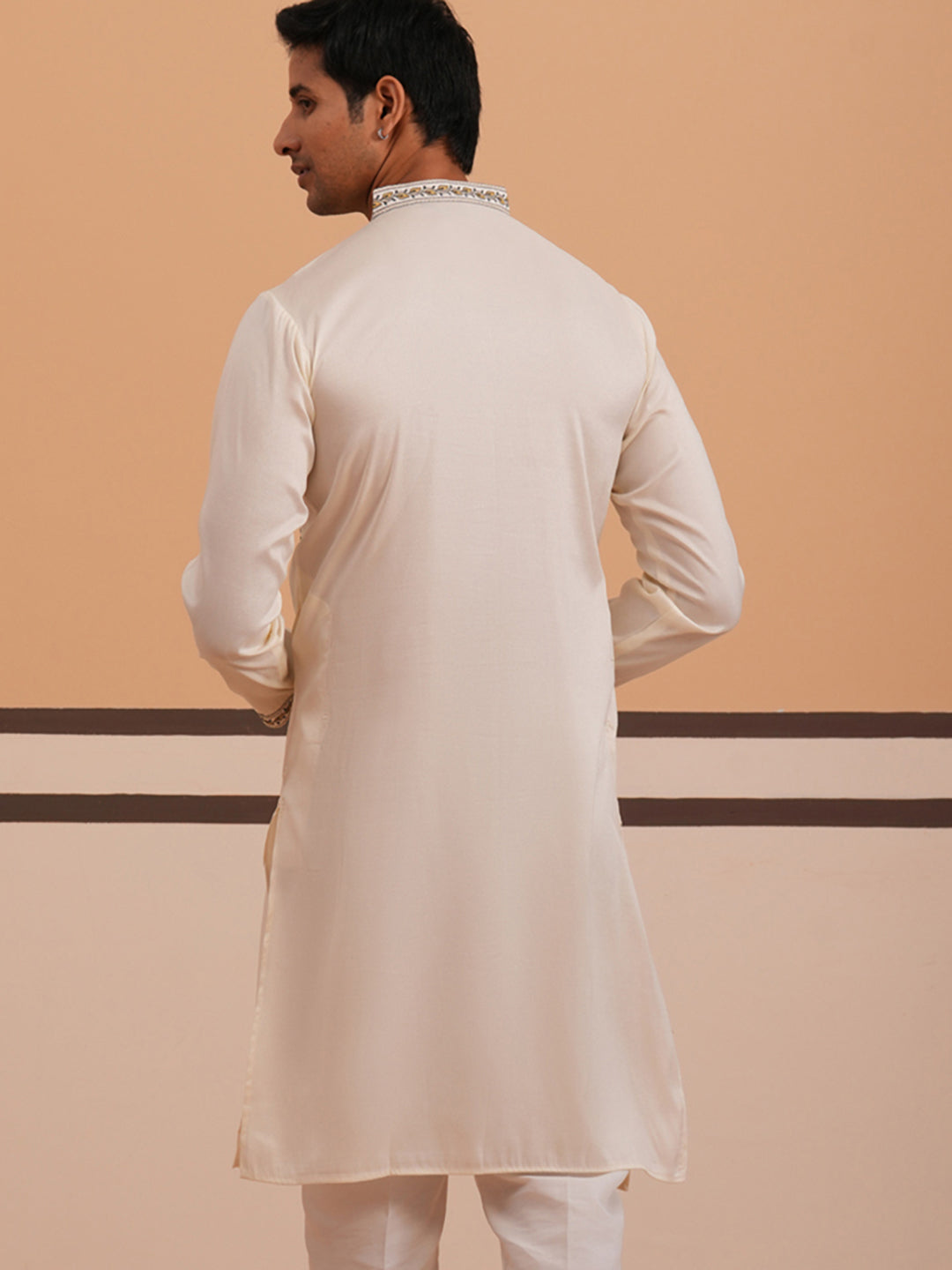 Traditional Embroidered Silk Blend Kurta