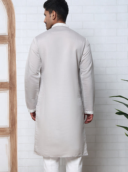 Floral Embroidered Silk Blend Kurta