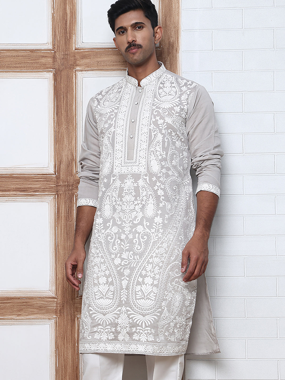 Floral Embroidered Silk Blend Kurta