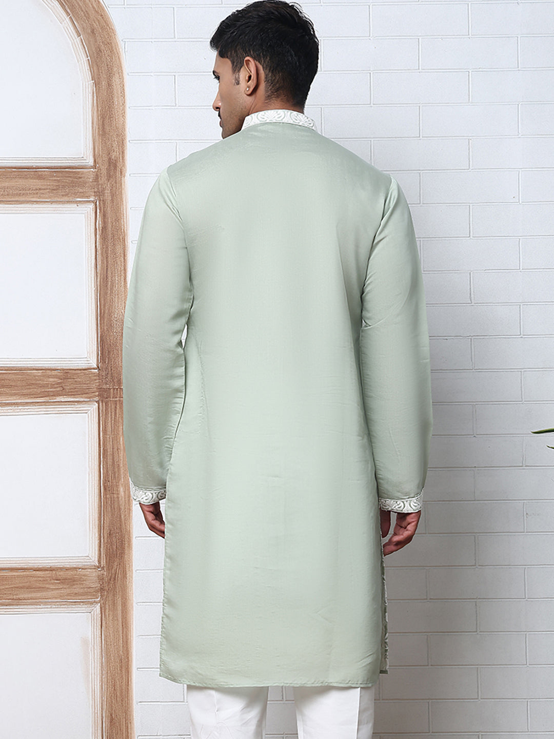 Floral Embroidered Silk Blend Kurta