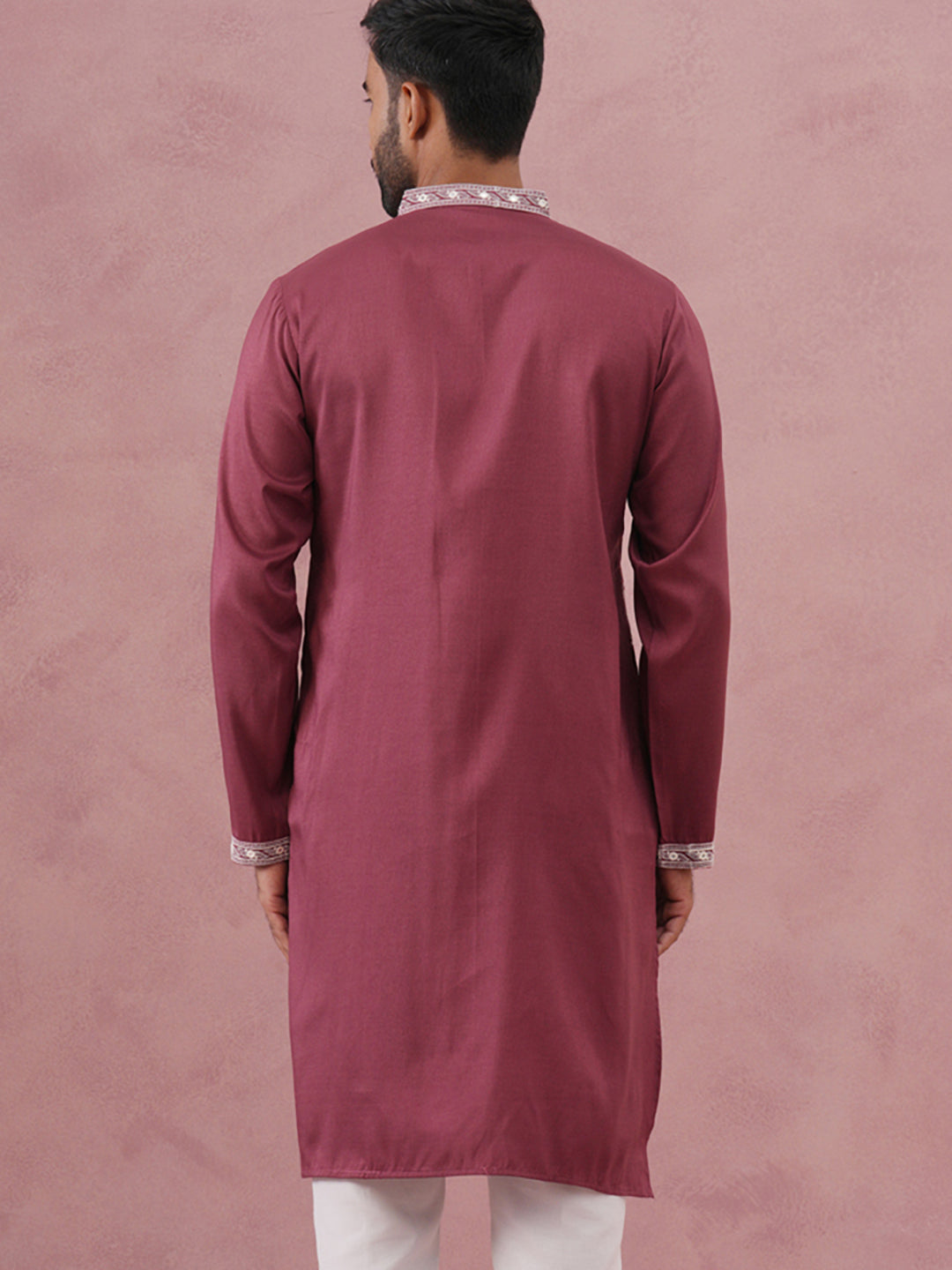 Festive Silk Blend Kurta With Sequins Work
