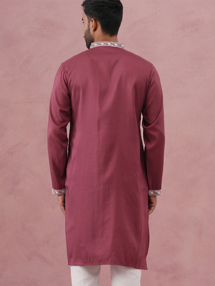 Festive Silk Blend Kurta With Sequins Work