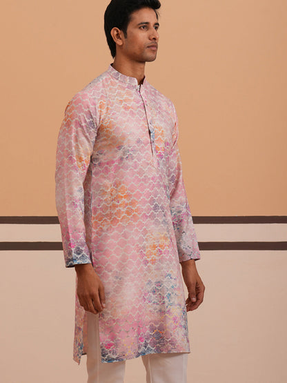 Abstract Printed & Embroidered Kurta