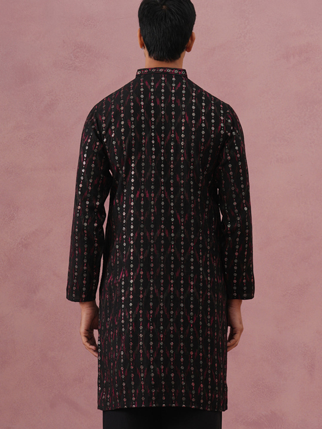 Silk Blend Embroidered Kurta For Men