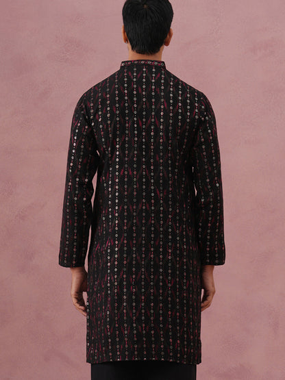 Silk Blend Embroidered Kurta For Men