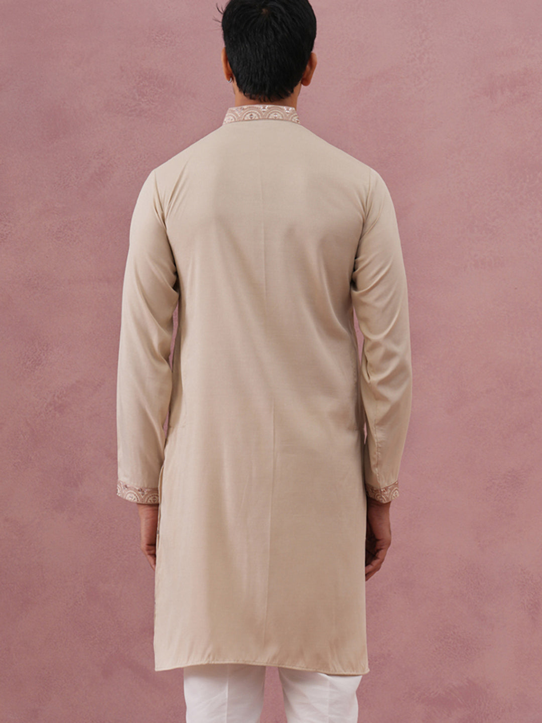 Silk Blend Embroidered Kurta For Men