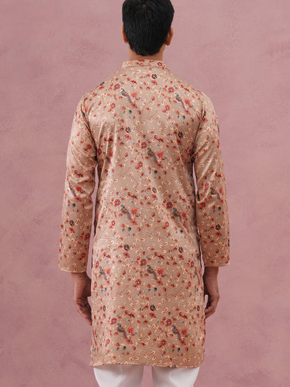 Floral Foil Printed Silk Blend Kurta