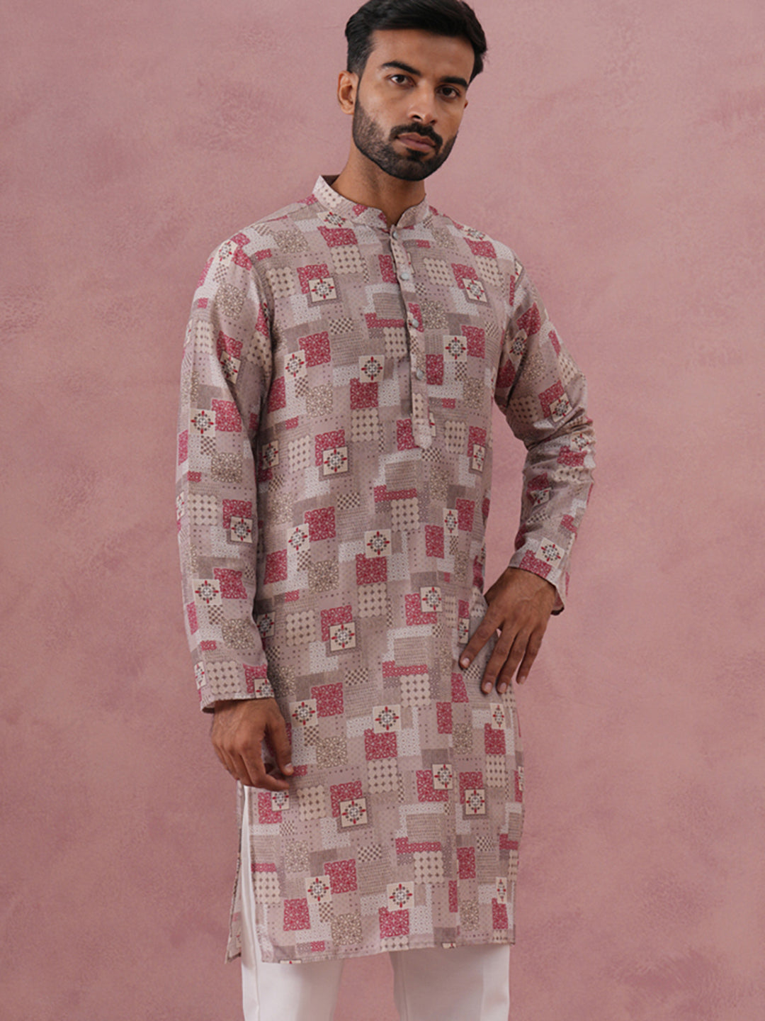 Abstract Printed Cotton Blend Kurta