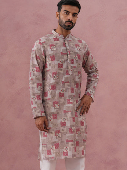 Abstract Printed Cotton Blend Kurta