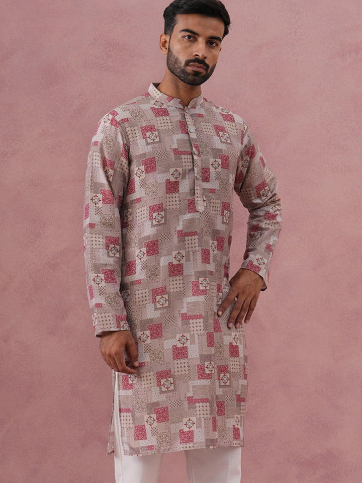 Abstract Printed Cotton Blend Kurta