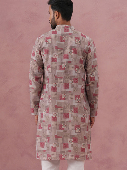 Abstract Printed Cotton Blend Kurta