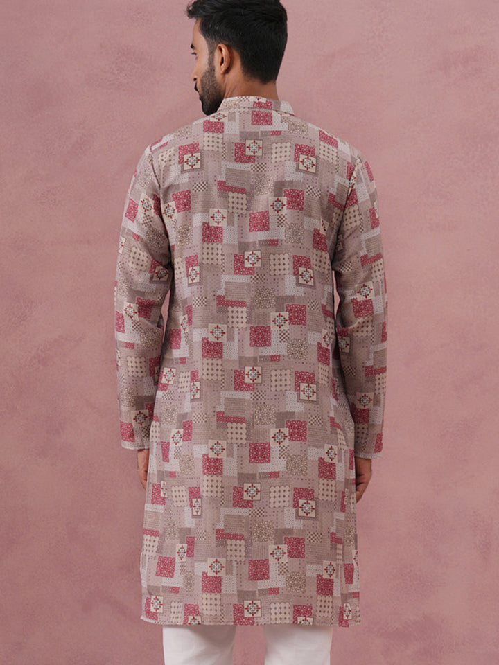 Abstract Printed Cotton Blend Kurta