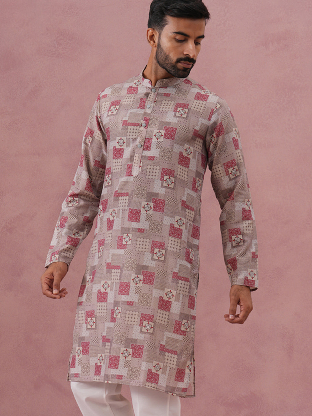Abstract Printed Cotton Blend Kurta
