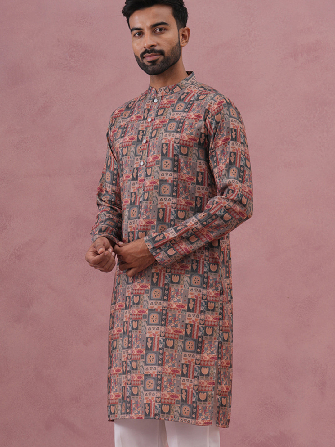 Abstract Printed Cotton Blend Kurta