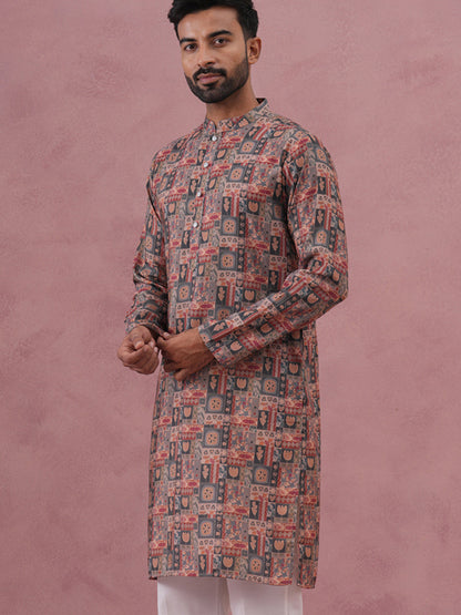 Abstract Printed Cotton Blend Kurta