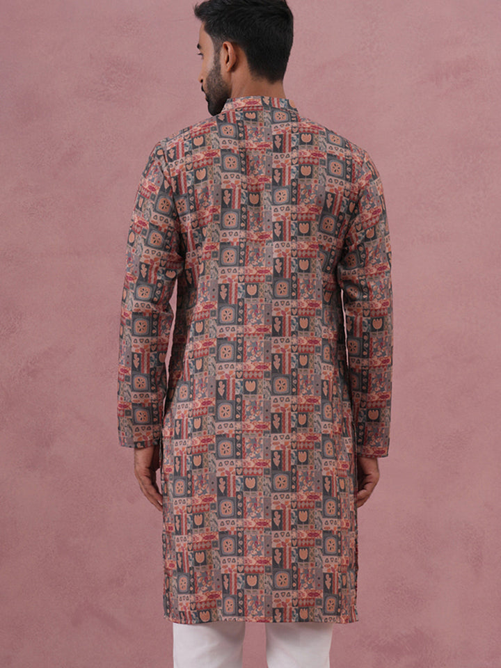 Abstract Printed Cotton Blend Kurta