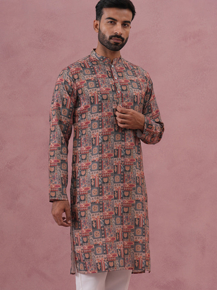 Abstract Printed Cotton Blend Kurta